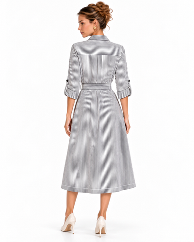 Vestido Camisero Rayas Negro – de espalda