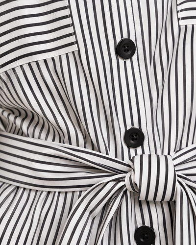 Vestido Camisero Rayas Negro – detalle de tela