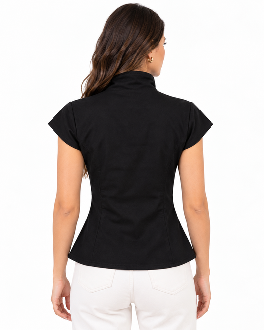 Blusa Militar Botones Metálicos Negro – de espalda