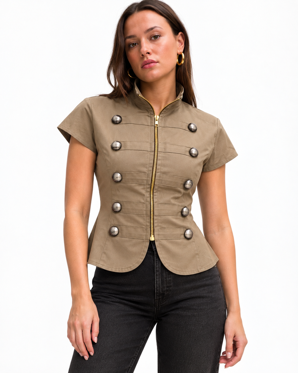 Blusa Militar Botones Metálicos