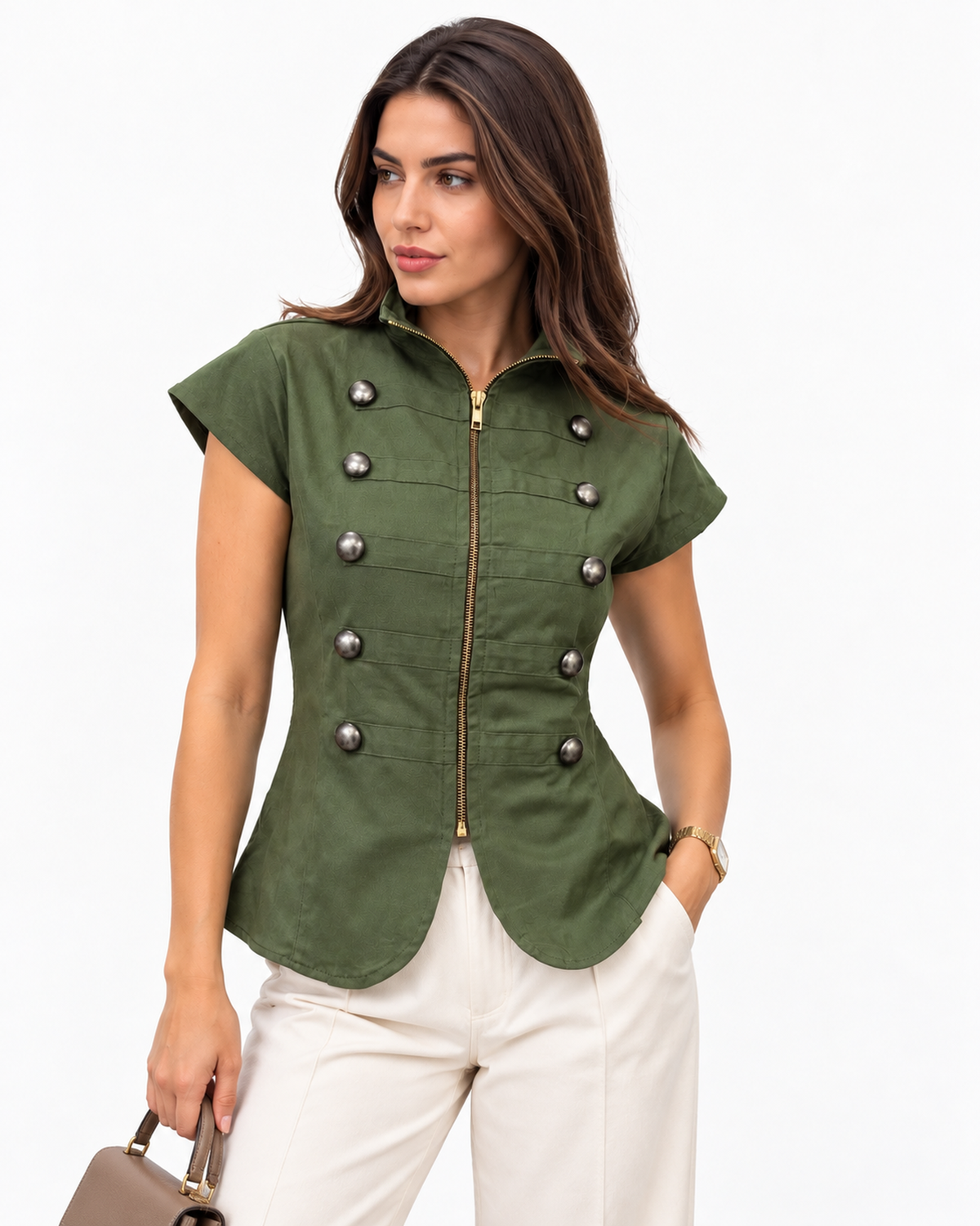 Blusa Militar Botones Metálicos