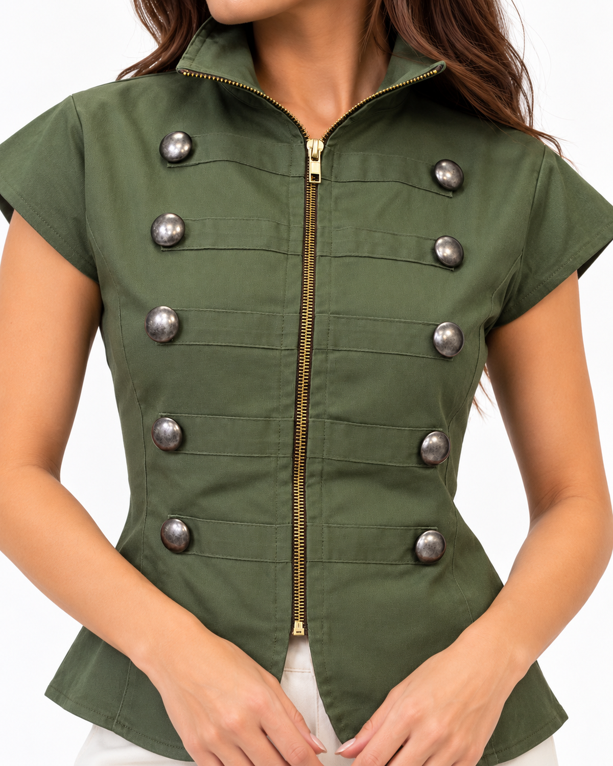 Blusa Militar Botones Metálicos