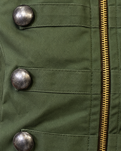 Blusa Militar Botones Metálicos Olivo – detalle de tela