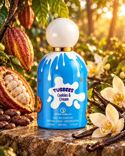 Tubbees Cookies & Cream Eau de Parfum de Grandeur – paisaje inspirado en sus notas