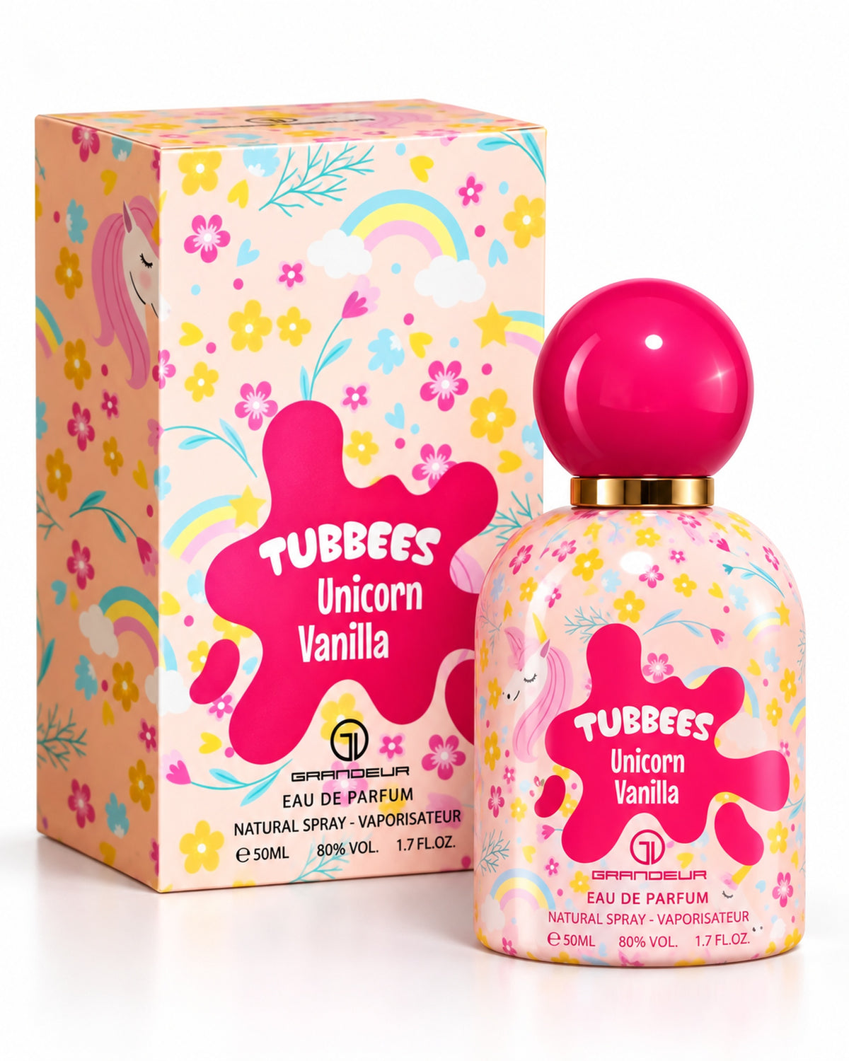 Tubbees Unicorn Vanilla Eau de Parfum de Grandeur – frasco con caja