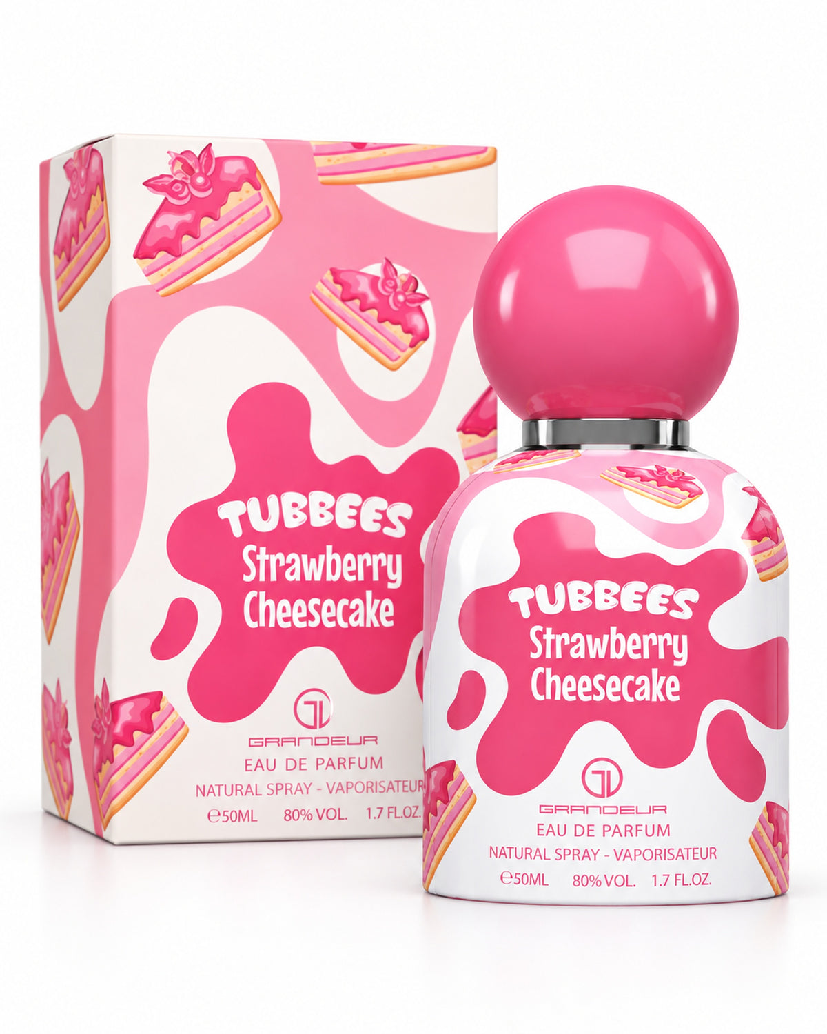 Tubbees Strawberry Cheesecake Eau de Parfum de Grandeur – frasco con caja