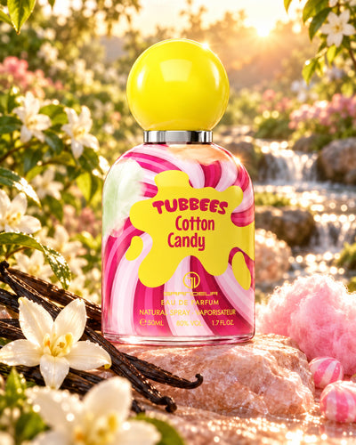 Tubbees Cotton Candy Eau de Parfum de Grandeur – paisaje inspirado en sus notas