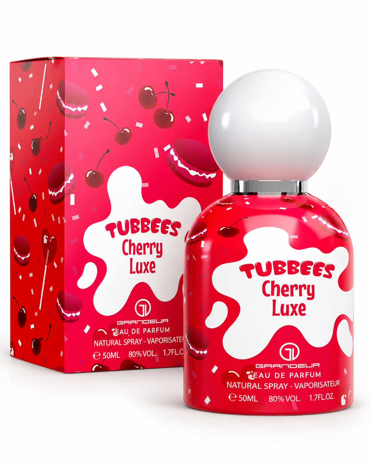 Tubbees Cherry Luxe Eau de Parfum de Grandeur – frasco con caja