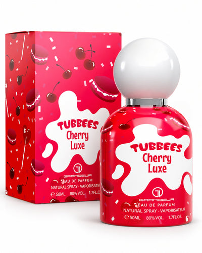 Tubbees Cherry Luxe Eau de Parfum de Grandeur – frasco con caja