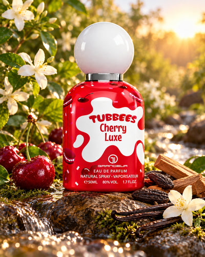 Tubbees Cherry Luxe Eau de Parfum de Grandeur – paisaje inspirado en sus notas