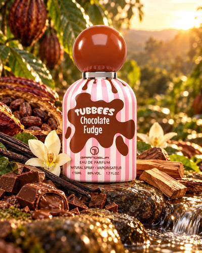 Tubbees Chocolate Fudge Eau de Parfum de Grandeur – paisaje inspirado en sus notas