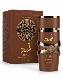 Asad Bourbon Eau de Parfum de Lattafa – frasco con caja