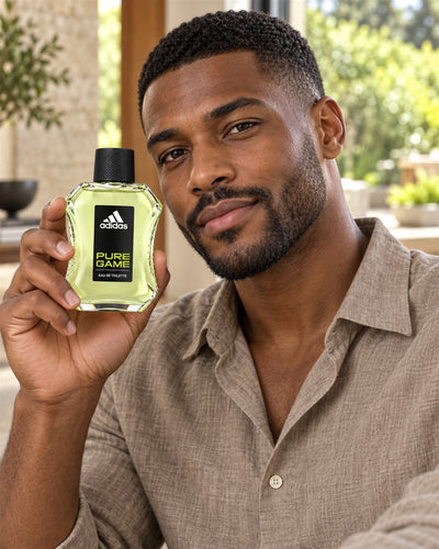 Pure Game Eau de Toilette de Adidas – modelo con el perfume