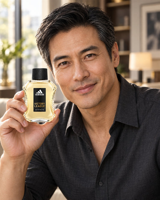 Victory League Eau de Toilette de Adidas – modelo con el perfume