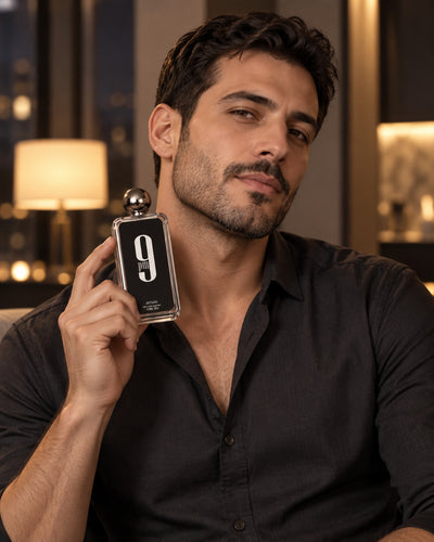 9PM Men Eau de Parfum de Afnan – modelo con el perfume