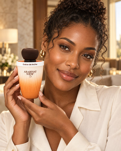 Dulce de Leche Eau de Parfum de Arabiyat – modelo con el perfume