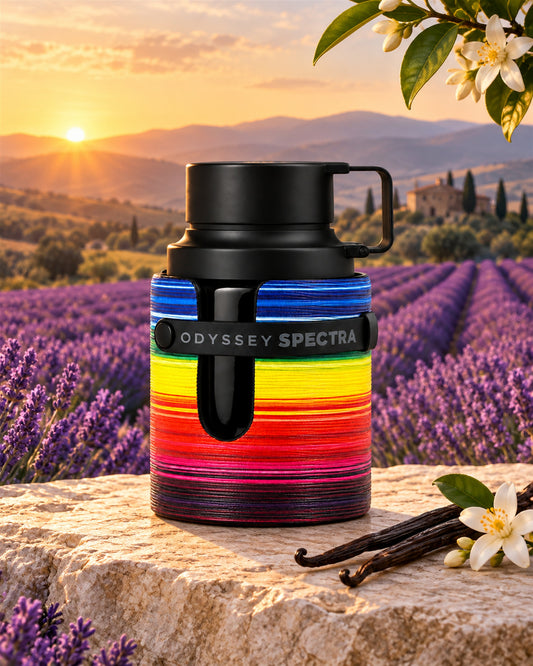 Odyssey Spectra Eau de Parfum de Armaf – paisaje inspirado en sus notas