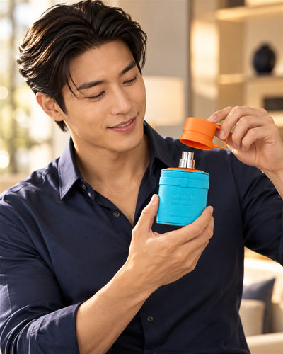 Odyssey Mandarin Sky Eau de Parfum de Armaf – modelo con el perfume