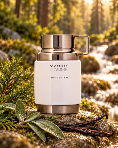 Odyssey Homme White Eau de Parfum de Armaf – paisaje inspirado en sus notas