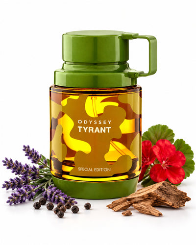 Tyrant Eau de Parfum de Armaf – frasco con sus notas: pimienta, lavanda, geranio