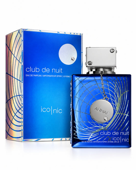 Club de Nuit Blue Iconic Eau de Parfum de Armaf – frasco con caja