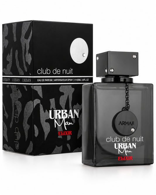 Club de Nuit Urban Man Elixir Eau de Parfum de Armaf – frasco con caja