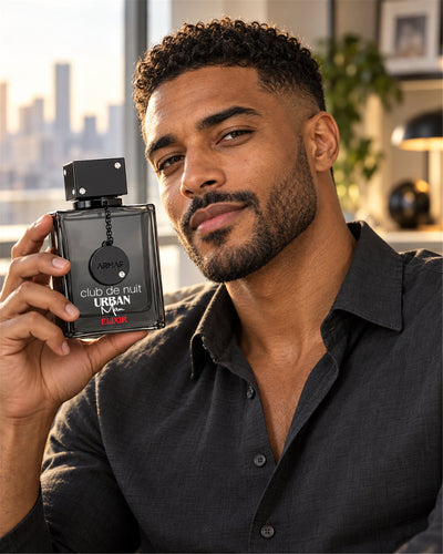 Club de Nuit Urban Man Elixir Eau de Parfum de Armaf – modelo con el perfume