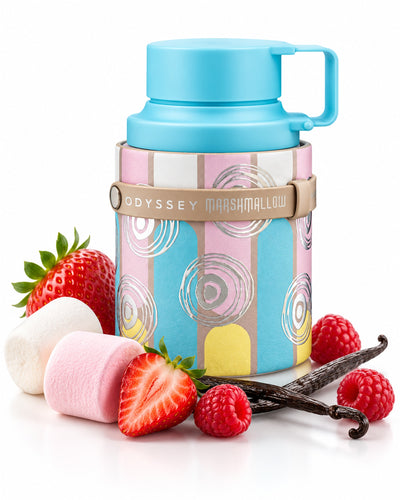 Odyssey Marshmallow Eau de Parfum de Armaf – frasco con sus notas: malvavisco, fresa, frambuesa