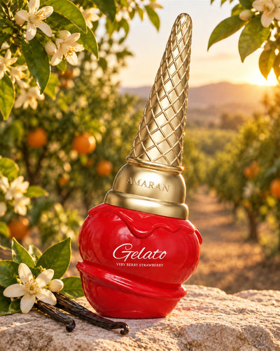 Gelato Very Berry Strawberry Eau de Parfum de Amaran – paisaje inspirado en sus notas