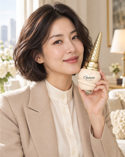Gelato Viva La Vanilla Eau de Parfum de Amaran – modelo con el perfume