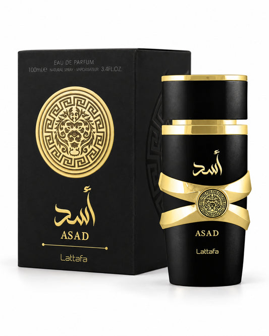 Asad Eau de Parfum de Lattafa – frasco con caja