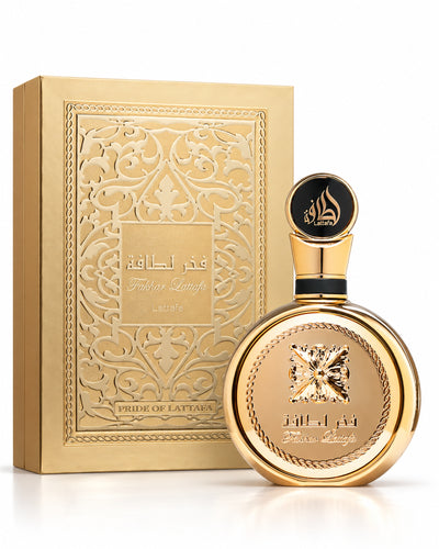 Fakhar Extrait Eau de Parfum de Lattafa – frasco con caja
