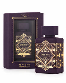 Badee Al Oud Amethyst Eau de Parfum de Lattafa – frasco con caja