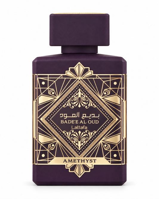 Badee Al Oud Amethyst Eau de Parfum de Lattafa – frasco de frente