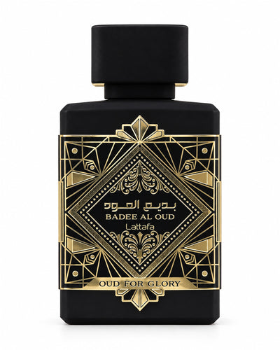 Badee Al Oud For Glory Eau de Parfum de Lattafa – frasco de frente