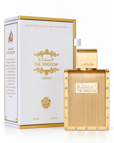 The Kingdom Men Eau de Parfum de Lattafa – frasco con caja