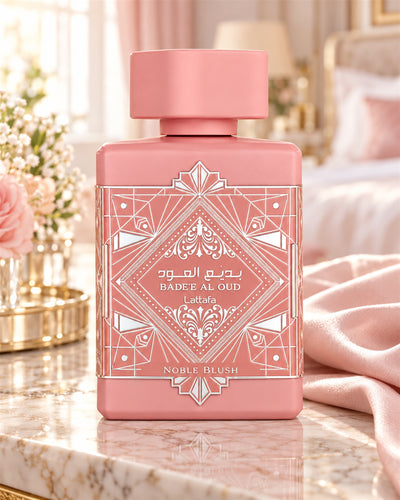 Badee Al Oud Noble Blush Eau de Parfum de Lattafa – ambientación