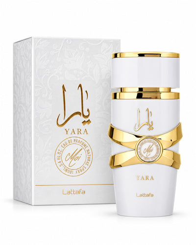 Yara Moi Eau de Parfum de Lattafa – frasco con caja