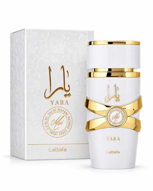 Yara Moi Eau de Parfum de Lattafa – frasco con caja