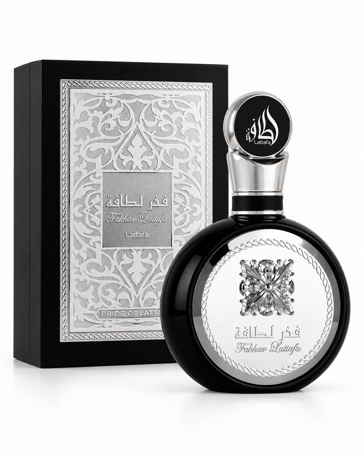 Fakhar Spray Eau de Parfum de Lattafa – frasco con caja