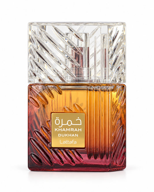 Khamrah Dukhan Eau de Parfum de Lattafa – frasco de frente