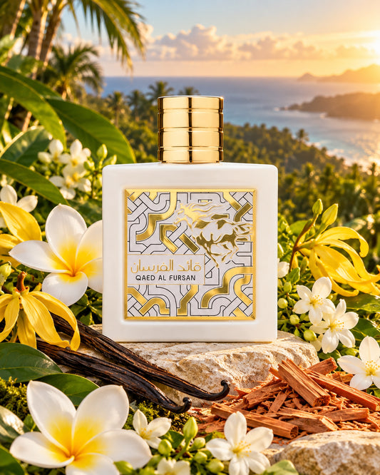 Qaed Al Fursan Unlimited Eau de Parfum de Lattafa – paisaje inspirado en sus notas
