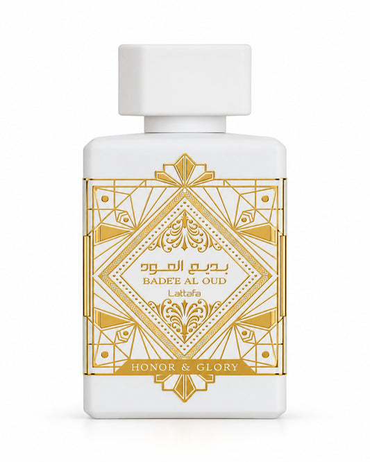 Badee Al Oud Honor & Glory Eau de Parfum de Lattafa – frasco de frente
