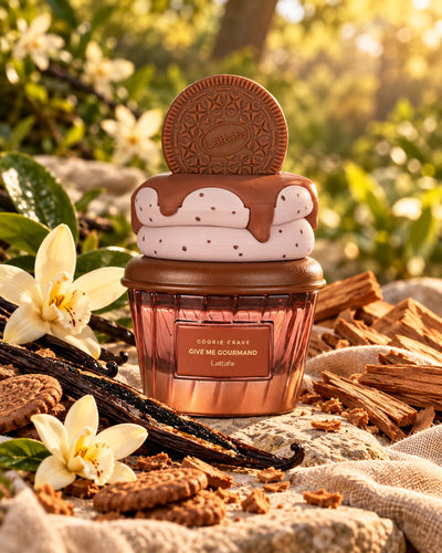 Cookie Crave Eau de Parfum de Lattafa – paisaje inspirado en sus notas