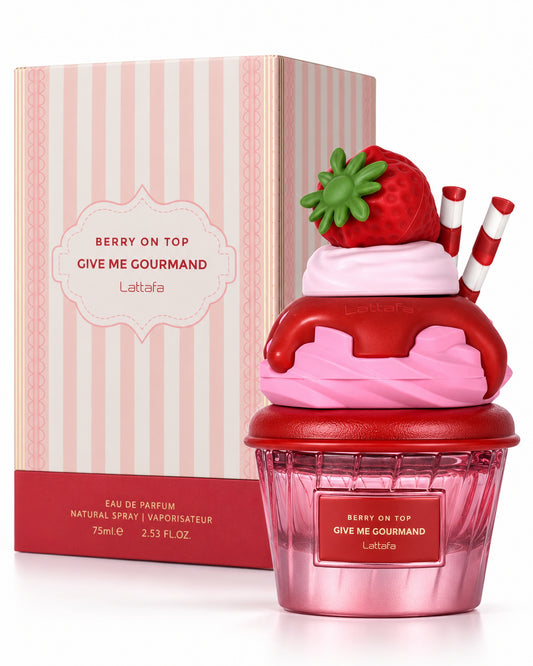 Berry On Top Eau de Parfum de Lattafa – frasco con caja