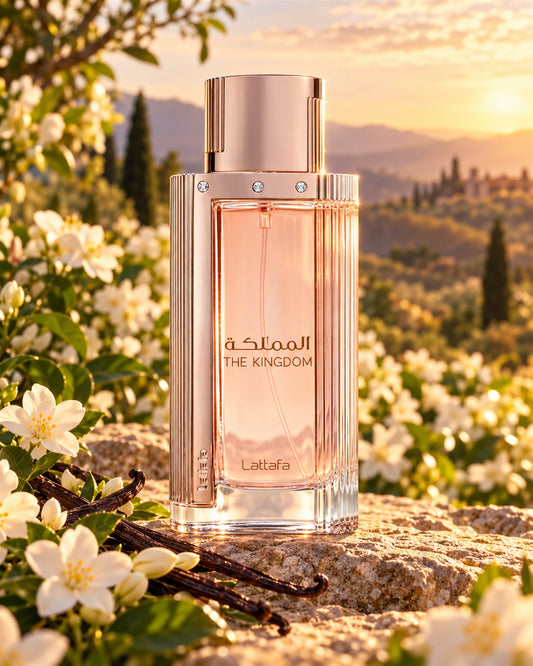 The Kingdom for Women Eau de Parfum de Lattafa – paisaje inspirado en sus notas