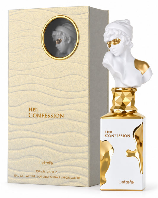 Her Confession Eau de Parfum de Lattafa – frasco con caja