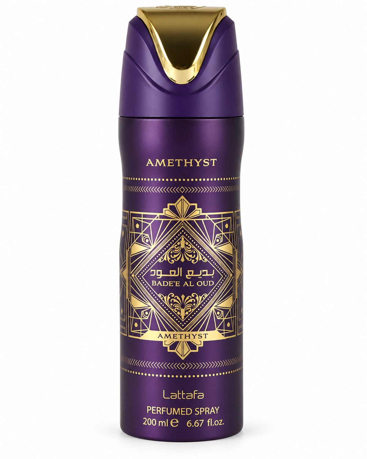 Badee Al Oud Amethyst Body Spray de Lattafa – frasco de frente