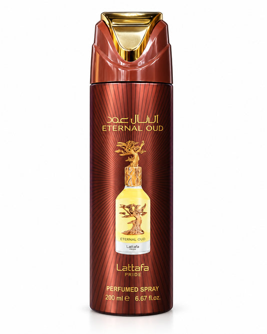 Eternal Oud Body Spray de Lattafa – frasco de frente