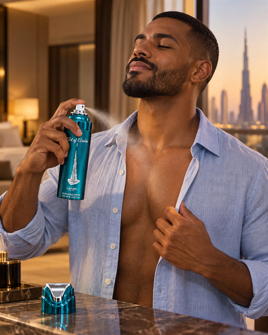 Art of Arabia I Body Spray de Lattafa – modelo con el perfume
